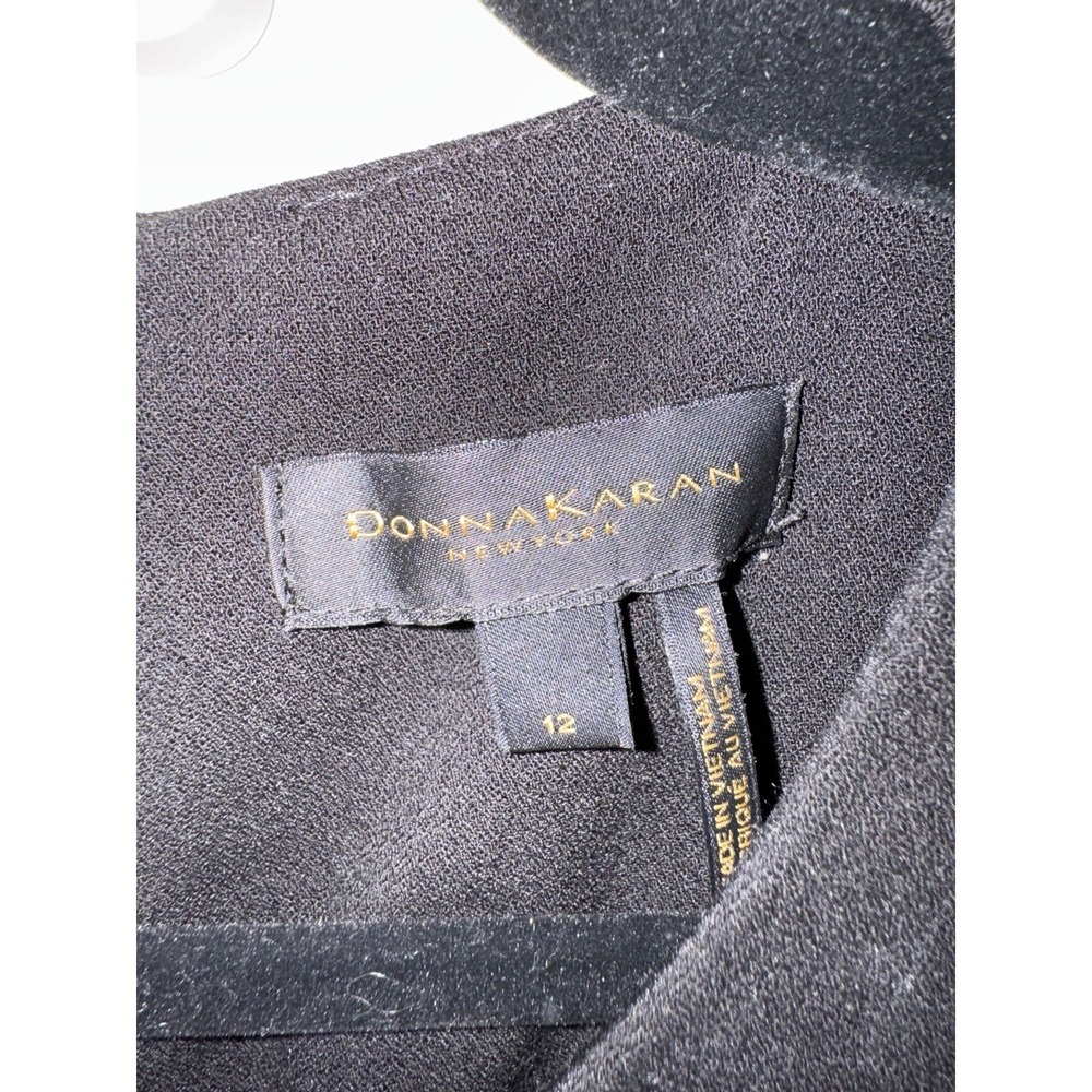 Donna Karan Black O-Ring Straight-Leg Twist Front Jumpsuit Size 12 - Picture 7 of 16